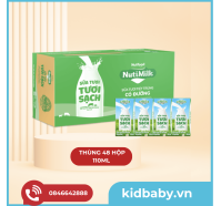 Thùng 48 hôp sữa tươi sạch tiệt trùng Nutimilk, có đường, 110ml (lốc 4 hộp)