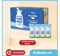 Thùng 48 hôp sữa tươi sạch tiệt trùng Nutimilk, ít đường, 180ml (lốc 4 hộp) 