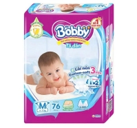 Tã dán Bobby size M 76 miếng (6 - 11 kg)
