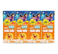 Lốc 4 hộp Sữa trái cây Kun hương cam 180ml