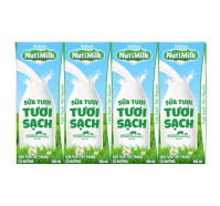 Lốc 4 hộp sữa tươi tiệt trùng Nutimilk có đường 180ml